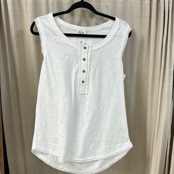 White Henley Knit Tank Top - Very J - Picture 1 of 5
